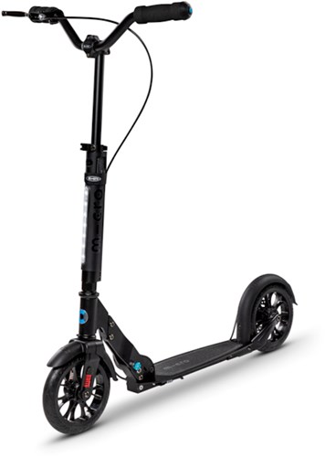 Micro Tretroller Metropolitan Deluxe schwarz für Erwachsene mit LED Licht