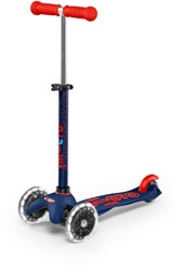 Micro Kinderroller Mini Deluxe navy blue LED mit höhenverstellbarem Lenker