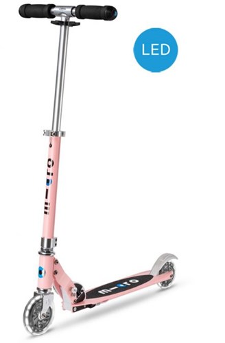 Micro Kinderroller LED - höhenverstellbar, klappbar, rosa, leuchtende Räder