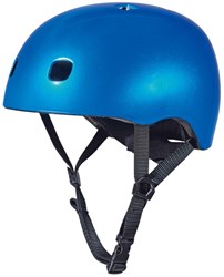 Micro Kinderhelm Fahrrad Tretroller Blau Metallic mit LED Licht S