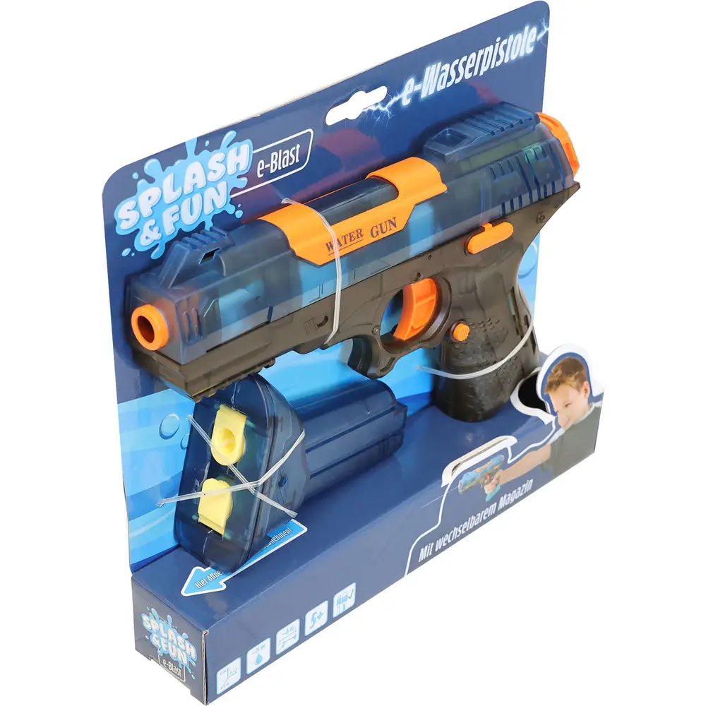 Vedes Wasserpistole elektrisch 23,5 cm mit Akku und Splash Fun