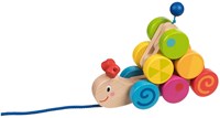 Goki Holz Ziehtier Raupe - buntes stapelbares Spielzeug für Kinder-3