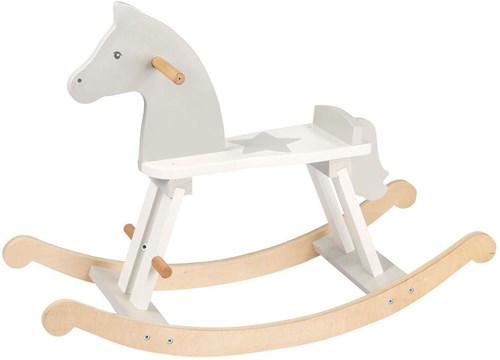 Goki Holz Schaukelpferd - Schaukeltier für Kinder weiß Holz-3