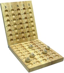 HOT Games Bingo Kontrollbrett Holz 75 Kugeln klappbar Luxus