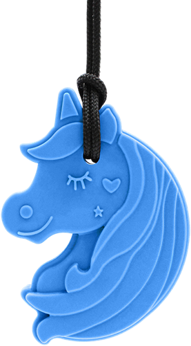 Ark Therapeutics Kaukette Einhorn sensorisches Spielzeug XXT extra fest blau Kauwketting in eenhoornvorm met hart en ster, voor lichte tot matige kauwers.
