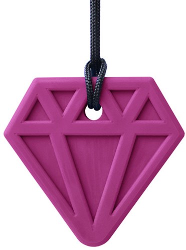 ARK Therapeutic Beißkette Diamant Kaukette Magenta Spielzeug Brede, diamantvormige kauwketting met lichte textuur, voor kinderen en volwassenen.