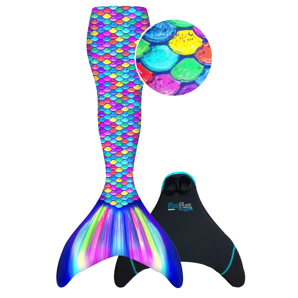 Fin Fun Meerjungfrauenschwanz Rainbow L/XL mit Monoflosse für Kinder