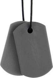 Ark Therapeutics Kaufschmuck Kaukette dunkelgrau XXT - sensorisches Spielzeug Dunne, discrete kauwketting met twee hangers in dog-tag-stijl, voor kinderen en volwassenen.