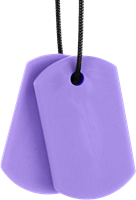Ark Therapeutics Kaufschmuck Spielzeug Chew Tags Lavendel XXT extra stark Dunne, discrete kauwketting met twee hangers in dog-tag-stijl, voor kinderen en volwassenen.