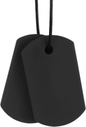 Ark Therapeutics Kaufschmuck Kaukette schwarz XT medium sensorisches Spielzeug Dunne, discrete kauwketting met twee hangers in dog-tag-stijl, voor kinderen en volwassenen.