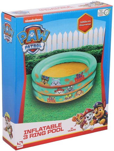Paw Patrol aufblasbares Schwimmbecken 3 Ringe 100 cm mit Strandball
