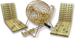 HOT Games Lotto-Bingo-Mühle.24/18cm Metall 90 Kugel + Brett