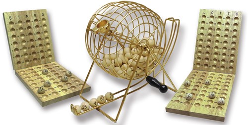 HOT Games Lotto-Bingo-Mühle.24/18cm Metall 90 Kugel + Brett