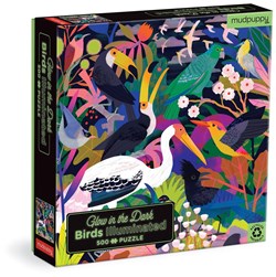 Mudpuppy Puzzle Vögel - Glow in the dark Kartonpuzzle 500 Teile
