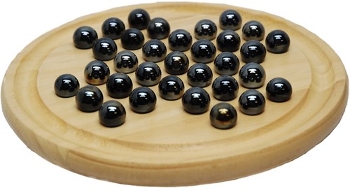 HOT Games Solitär Holz 22 cm. Schwarze Glaskugeln