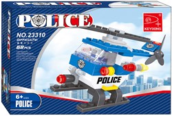 Lobbes Bauset Polizeihelikopter - Spielzeug Bausteine 68-teilig