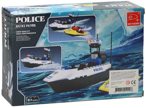Lobbes Baukasten Polizei Patrouillenboot - Spielzeug Bauset 117-teilig-2