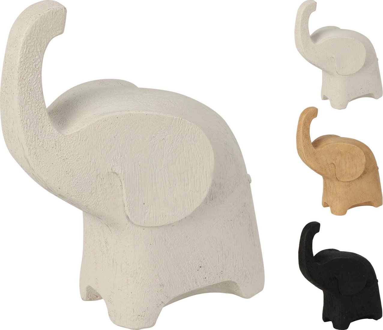 Olifant Dekorationsfigur polystone 20cm weiß schwarz braun Wohnaccessoire Planet Happy DE