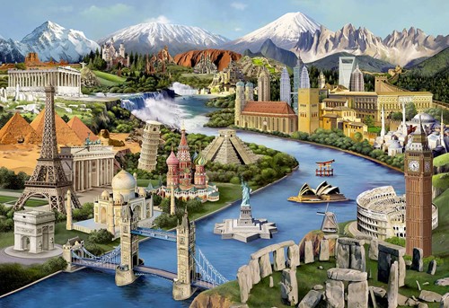 Wooden City Puzzels Wooden puzzle World Landmarks XL 600