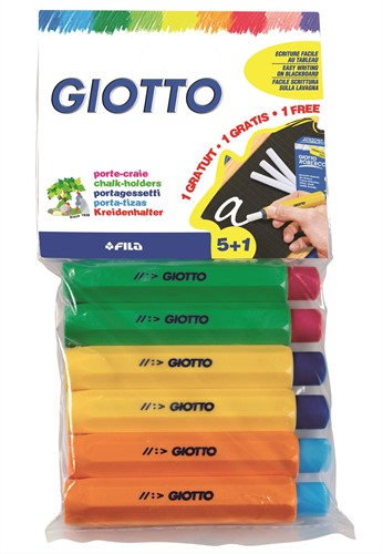 Giotto 6923 00 - Blister mit 5 + 1 gratis Kreidehaltern für RoberColor Wandtafelkreide