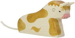 Holztiger Holz Stier braun liegend - Spielfigur Bauernhof