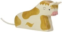 Holztiger Holz Stier braun liegend - Spielfigur Bauernhof