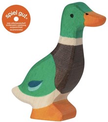 Holztiger Holz-Erpel Spielfigur naturgetreu für Kinder