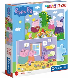 Clementoni Pig 24778 Peppa Wutz 2 x 20 Teile Kinder Box mit 2 Puzzles (20 Stück), ab 3 Jahren, No Color