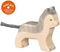 Holztiger Katze, klein, grau, 80056