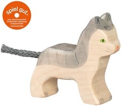 Holztiger Katze, klein, grau, 80056