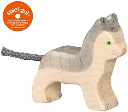 Holztiger Katze, klein, grau, 80056