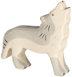 Holztiger Holz Wolf Spielfigur grau FSC Spielzeug