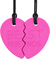 Ark Therapeutics Kauschmuck Split-Herz Set für beste Freunde - rosa Set van 2 halve-hartkauwkettingen om samen met een vriend(in) te dragen.