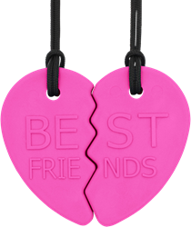 Ark Therapeutics Kauschmuck Split-Herz Set für beste Freunde - rosa Set van 2 halve-hartkauwkettingen om samen met een vriend(in) te dragen.