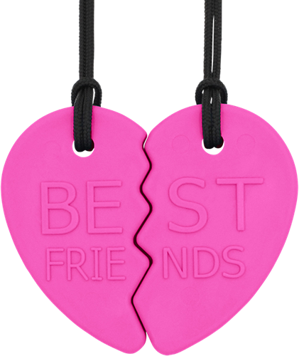 Ark Therapeutics Kauschmuck Split-Herz Set für beste Freunde - rosa Set van 2 halve-hartkauwkettingen om samen met een vriend(in) te dragen.