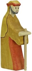 Holztiger Holz Hirte mit Stab - handgefertigte Weihnachtsfigur Spielzeug