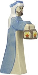 Holztiger Holz Weihnachts Hirte mit Lampe - Spielfigur - handgefertigt