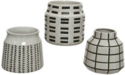 Decoris Porzellanvase modern weiß schwarz - stilvolle Deko Vase