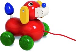 nic Holz Nachziehtier Hund bunt Spielzeug 16 cm Kleinkind