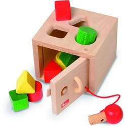nic Holz Formenbox Tresor - Lernspielzeug für Kleinkinder - 17 x 12 x 14 cm