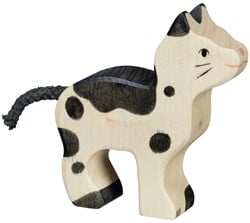 Holztiger 80540 - Spielfigur - Katze, klein, schwarz/weiß
