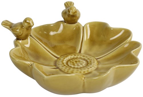 Countryfield Vogelbad gelb für Garten oder Balkon 26x25x10,5cm dekorativ