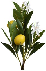 Decoris künstliche Zitrone Dekoblume gelb weiß 56cm Kunststoff