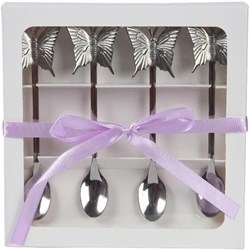 Decoris Teelöffelset Edelstahl Schmetterling 4-teilig Silber Kindergeschirr