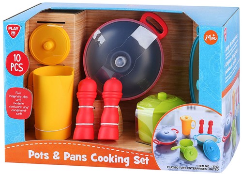 Play Kochset Spielzeug Töpfe und Pfannen 10-teilig für Kinder