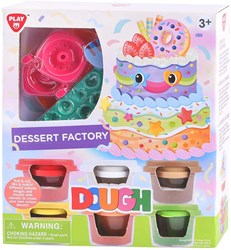Playgo Knete Spielset Nachtisch - 6 bunte Knetdosen für Kinder