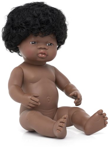 Miniland Puppe afrikanisches Mädchen 38cm - realistische Babypuppe Spielzeug