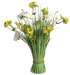 Decoris Kunstblumenstrauß gelb-weiß 40cm - Feldblumen Dekoration