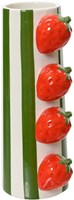 Decoris Vase Dolomit Erdbeer Deko Keramik 20,7cm grün rot