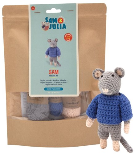 Het Muizenhuis Häkelset Sam Maus - DIY Kuschelmaus 12 cm blau